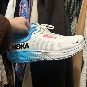 Hoka Women's White and Sky Blue Athletic Shoes
